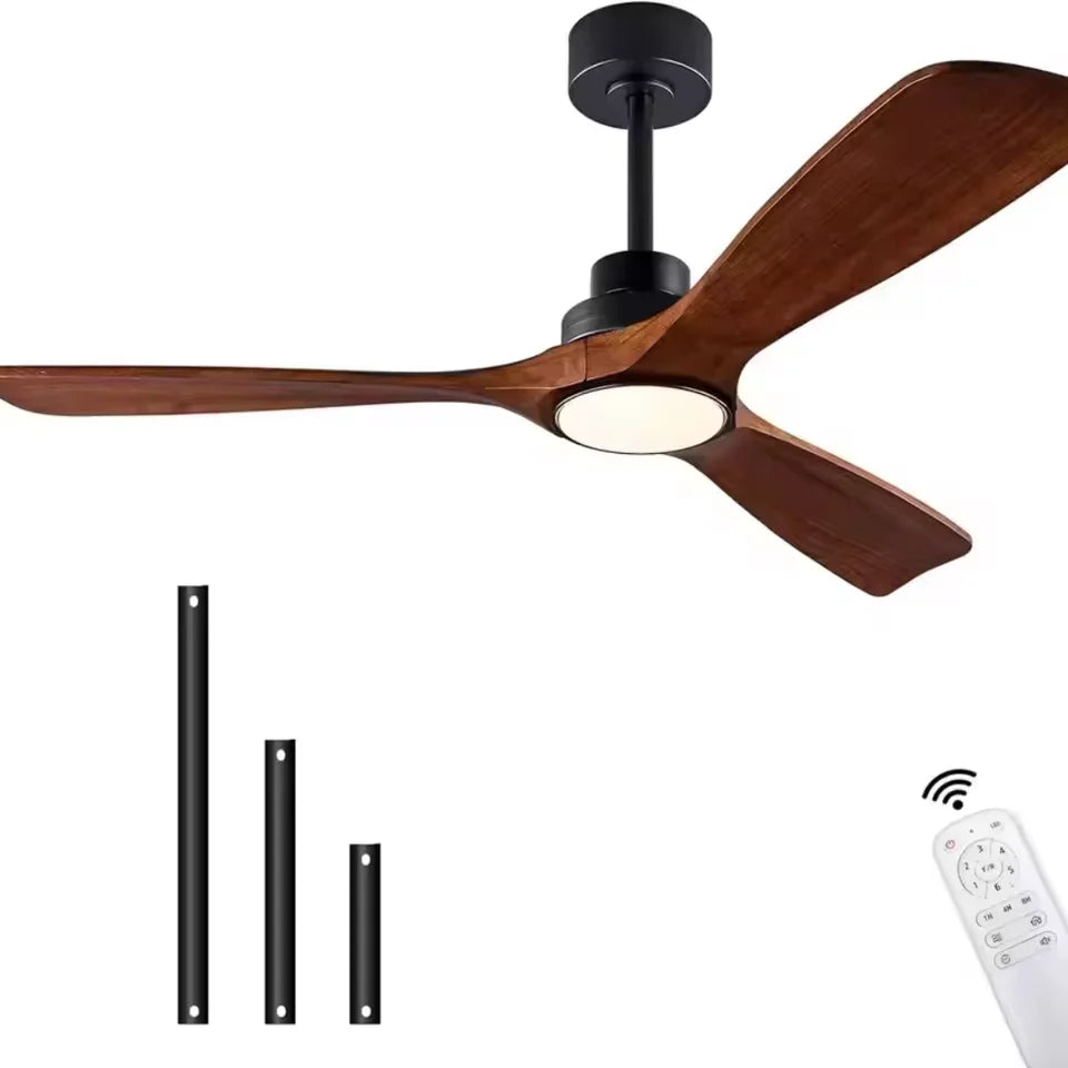 42 52 Ventilatore da soffitto in legno naturale da 60 pollici con luci Telecomando Silenzioso Motore DC – foto 7