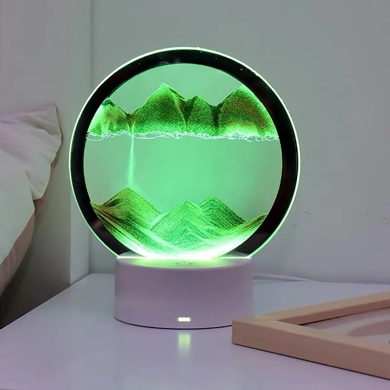 Lampada da Tavolo 3D con Sabbia Fluida e Clessidra