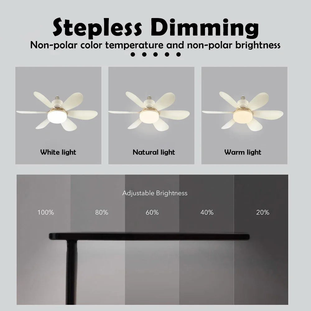 E26 E27 Base per uso domestico Ventilatore da soffitto a LED Luce per ventilatore intelligente remoto senza – foto 3