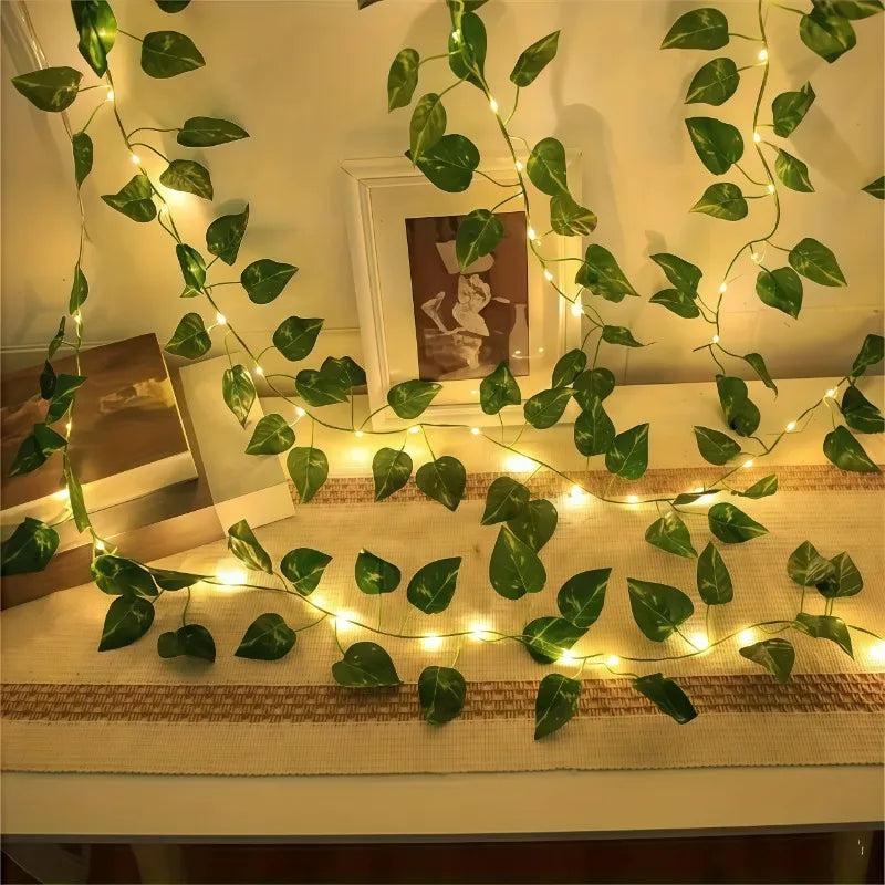 Catena luminosa a foglie, LED a batteria, da 2 a 10 m