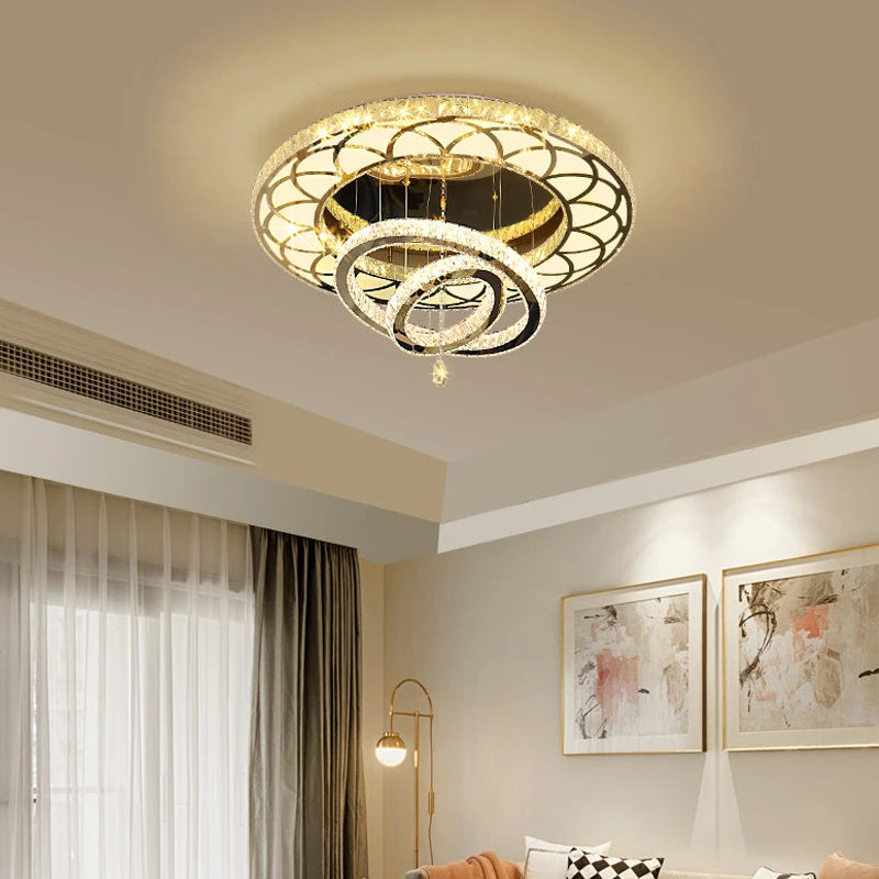 Lampadario a LED da Soffitto, Stile Nordico Minimalista di Lusso, Lampada a Sospensione in Cristallo per – foto 5