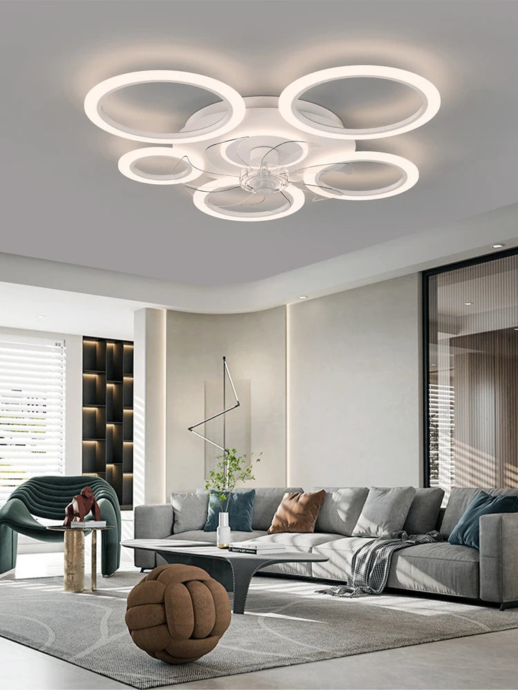 Ventilatore da Soffitto Moderno Bianco Minimalista con Luce, Controllo Intelligente, Sistema di Illuminazione – foto 5