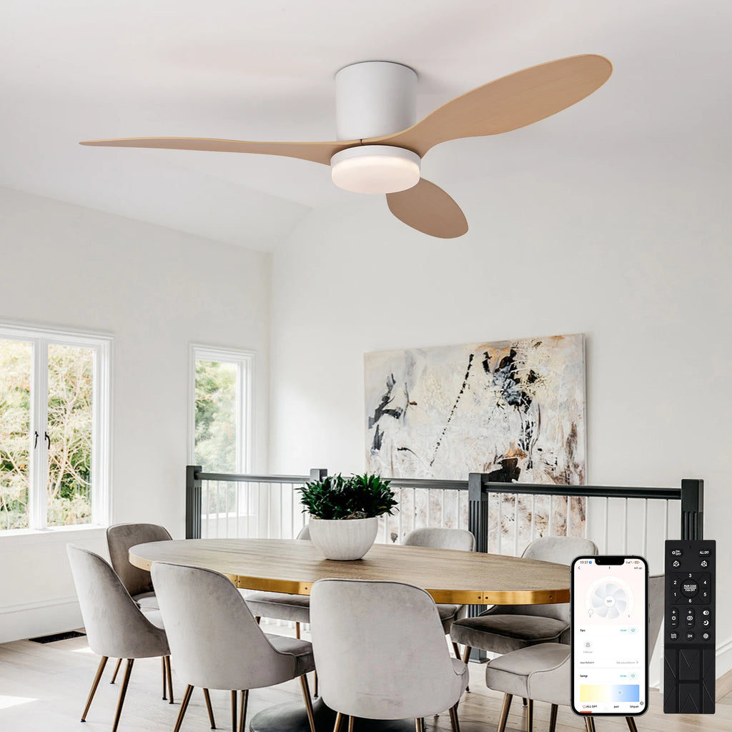Ventilatore da soffitto motore DC a profilo basso, senza luce