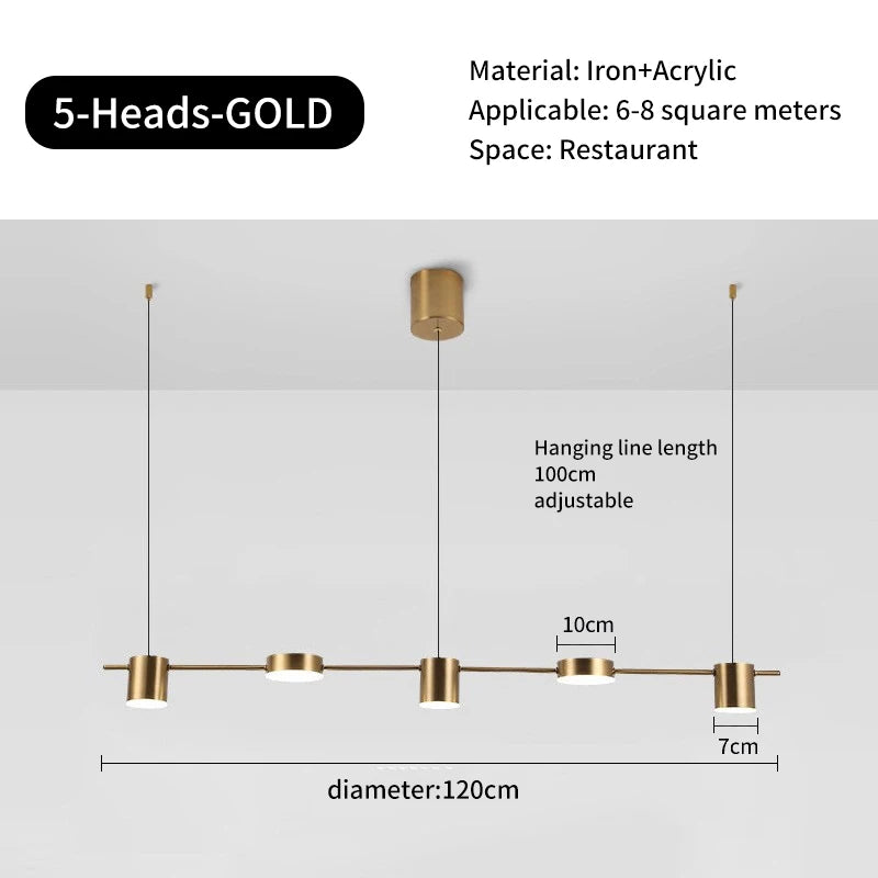 Lampadario a soffitto con 3, 5 o 6 luci orientabili – dettaglio 4