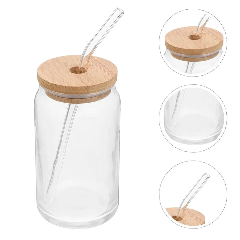 Bicchiere in vetro 350 o 550 ml con coperchio in bambù – dettaglio 1