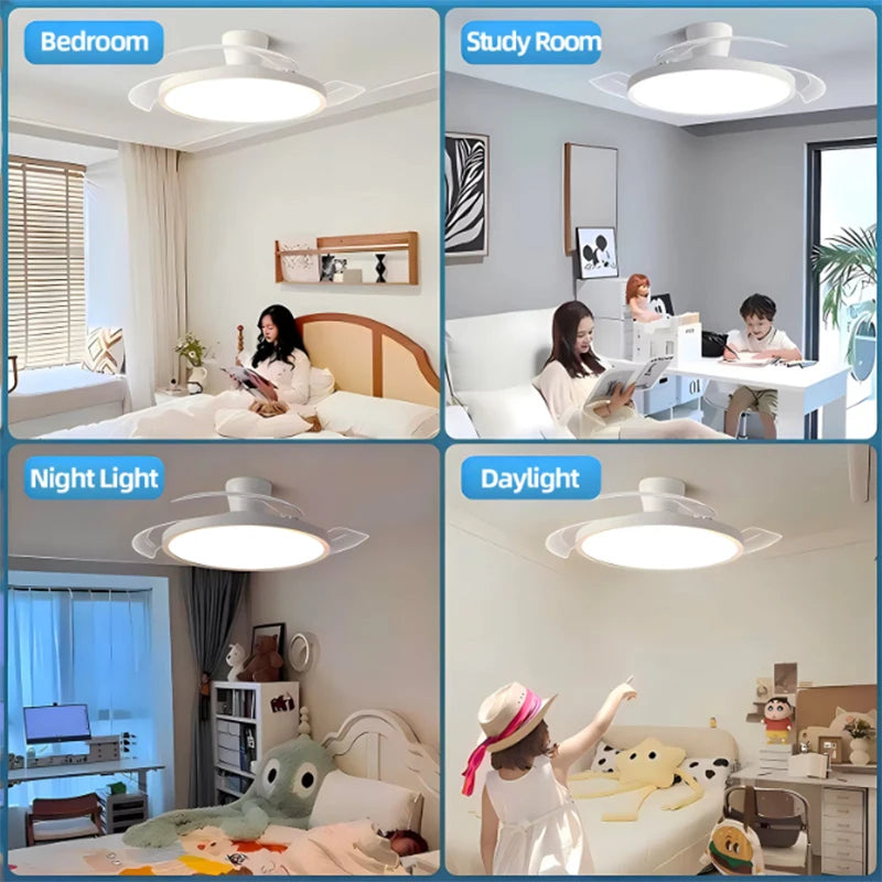 Ventilatore da soffitto slim con pale pieghevoli e luce LED – dettaglio 5
