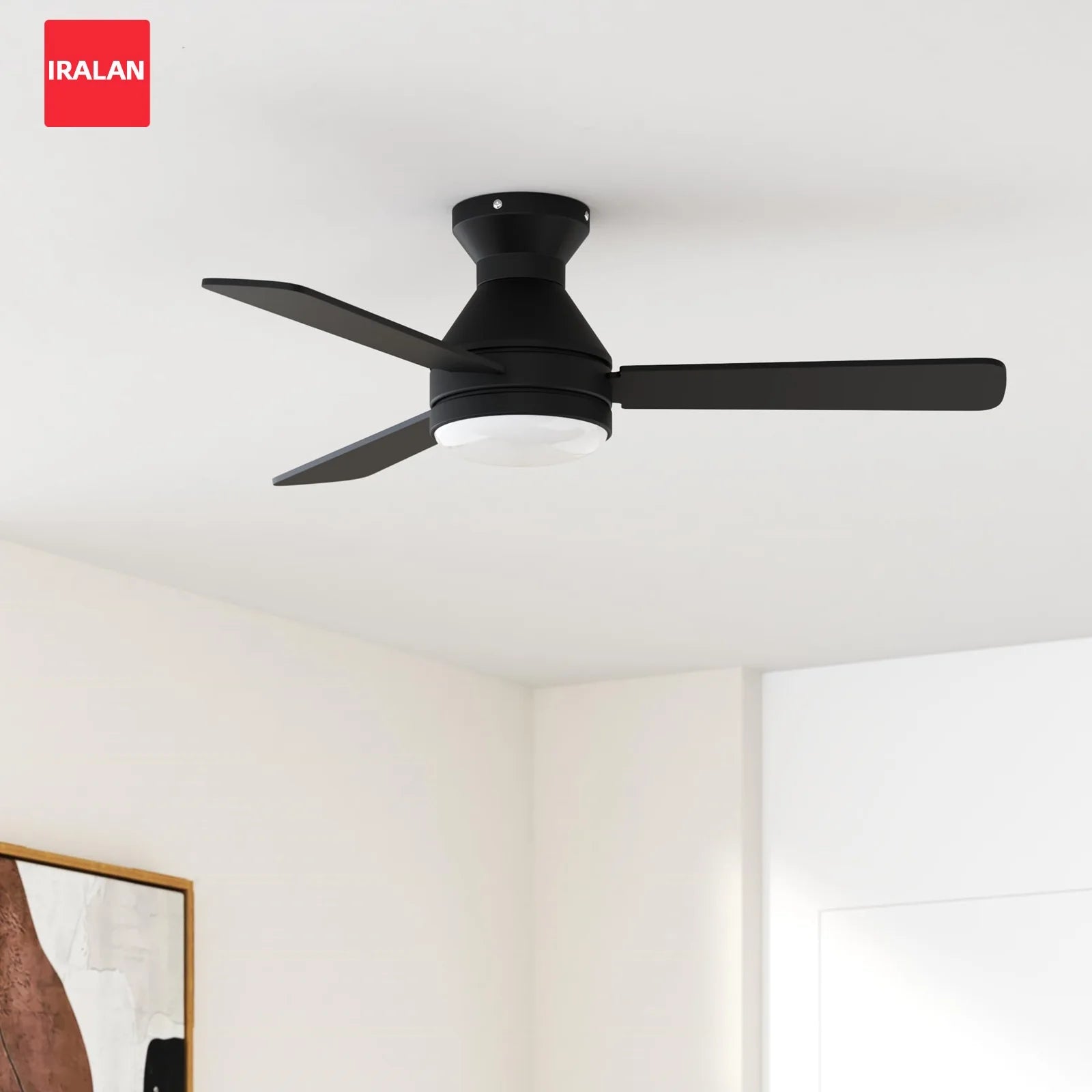 Ventilatore da Soffitto IRALAN a Basso Profilo con Luce LED, Telecomando, 6 Velocità, 42/52 Pollici, Lampada