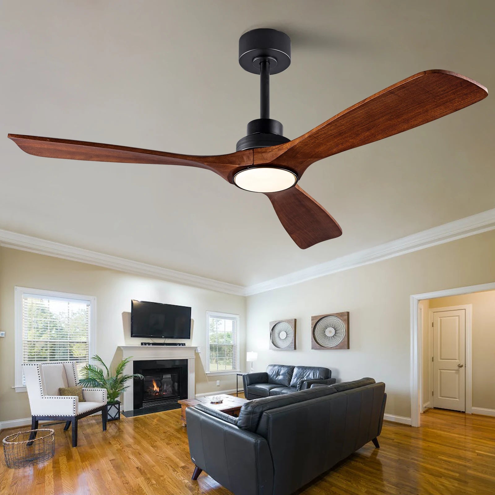 42 52 Ventilatore da soffitto in legno da 60 pollici con luci Telecomando Silenzioso Motore DC Ventiladores