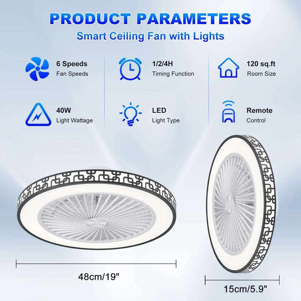 Ventilatore da soffitto con luce LED dimmerabile, 6 velocità – dettaglio 6