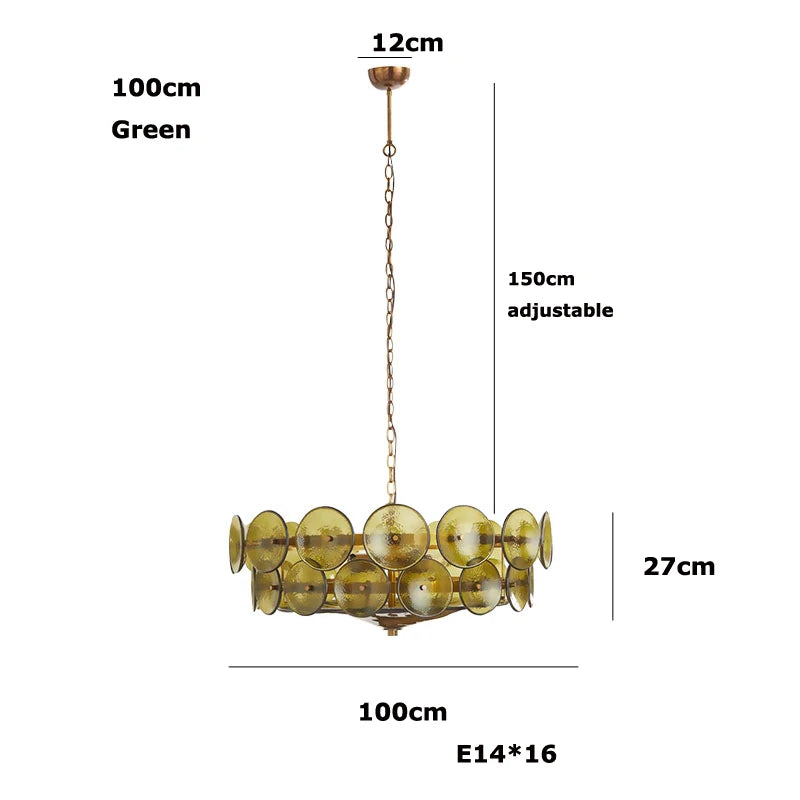 Lampadario in vetro artistico E14, 60 cm, 3 colori – dettaglio 8