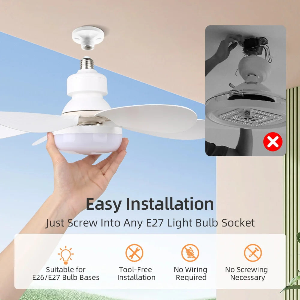 Ventilatore Plafoniera Telecomando Dimmerabile Ventilatore Da Soffitto A LED Con Luci E27 24W/30W/40W/80W Per – foto 4