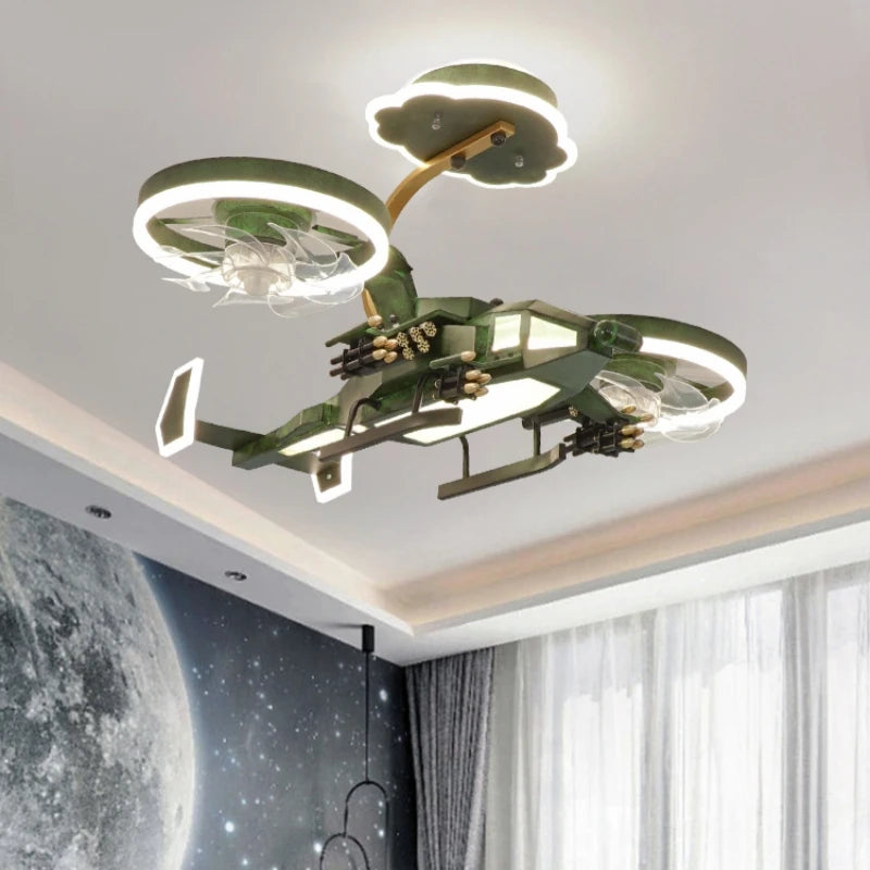 Ventilatore da soffitto a forma di aereo con luce per cameretta – dettaglio 5