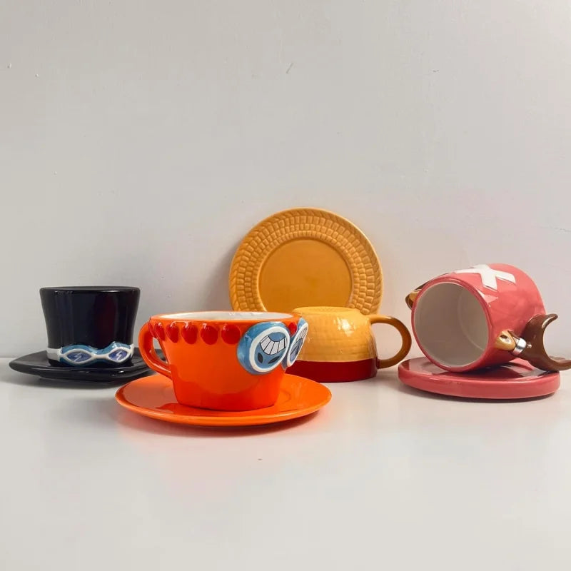 Tazza da Caffè con Piattino in Ceramica Fantasia Anime