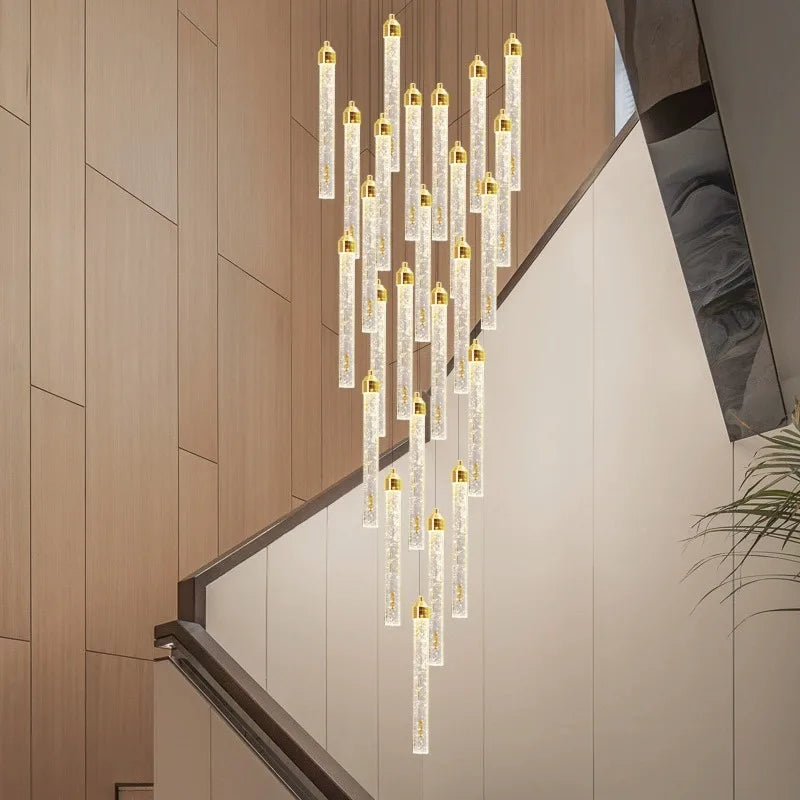 Lampadari lunghi moderni in cristallo a LED Cucina di lusso Villa Soggiorno Lampada a sospensione Scale – foto 2
