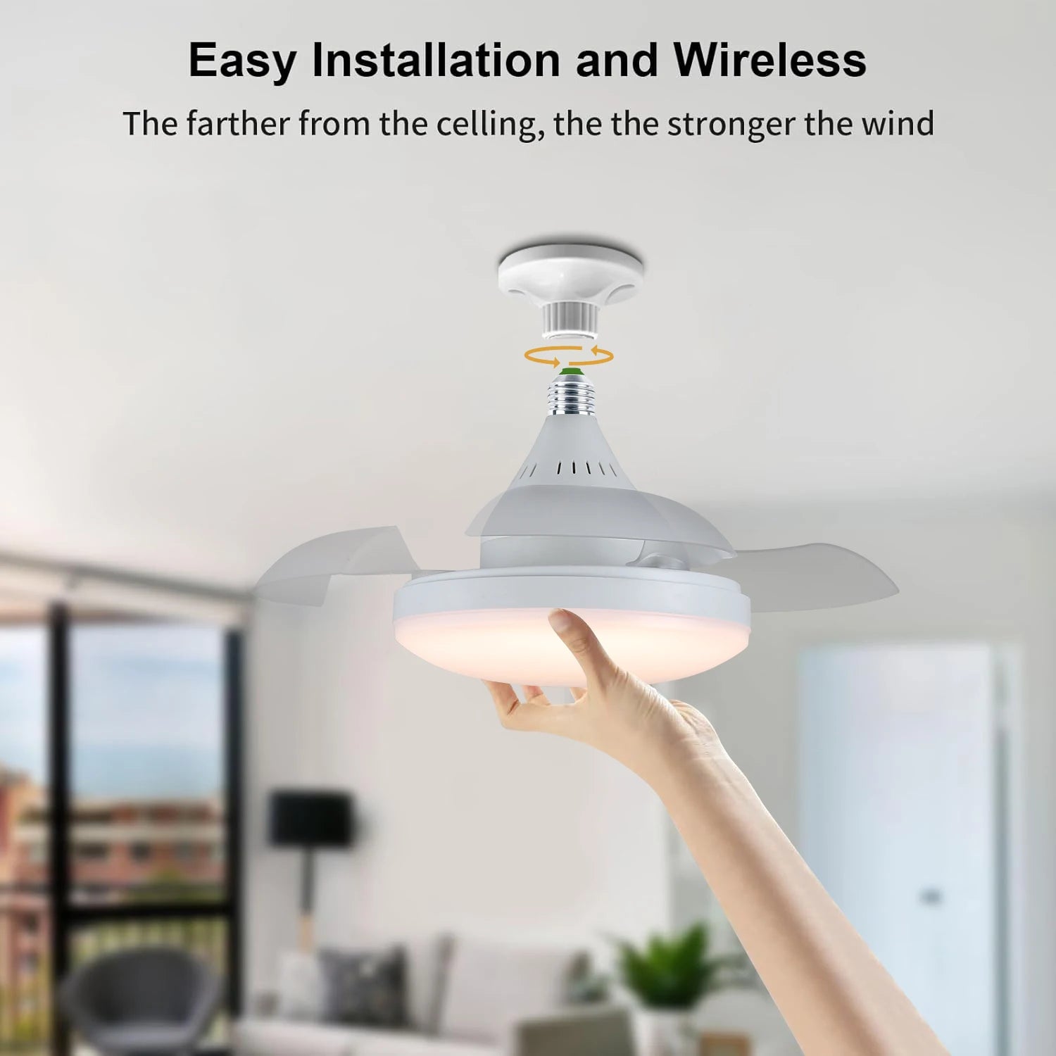 Lampada da soffitto invisibile a LED E27 Lampada da ventilatore silenziosa integrata con telecomando Lampada – foto 3
