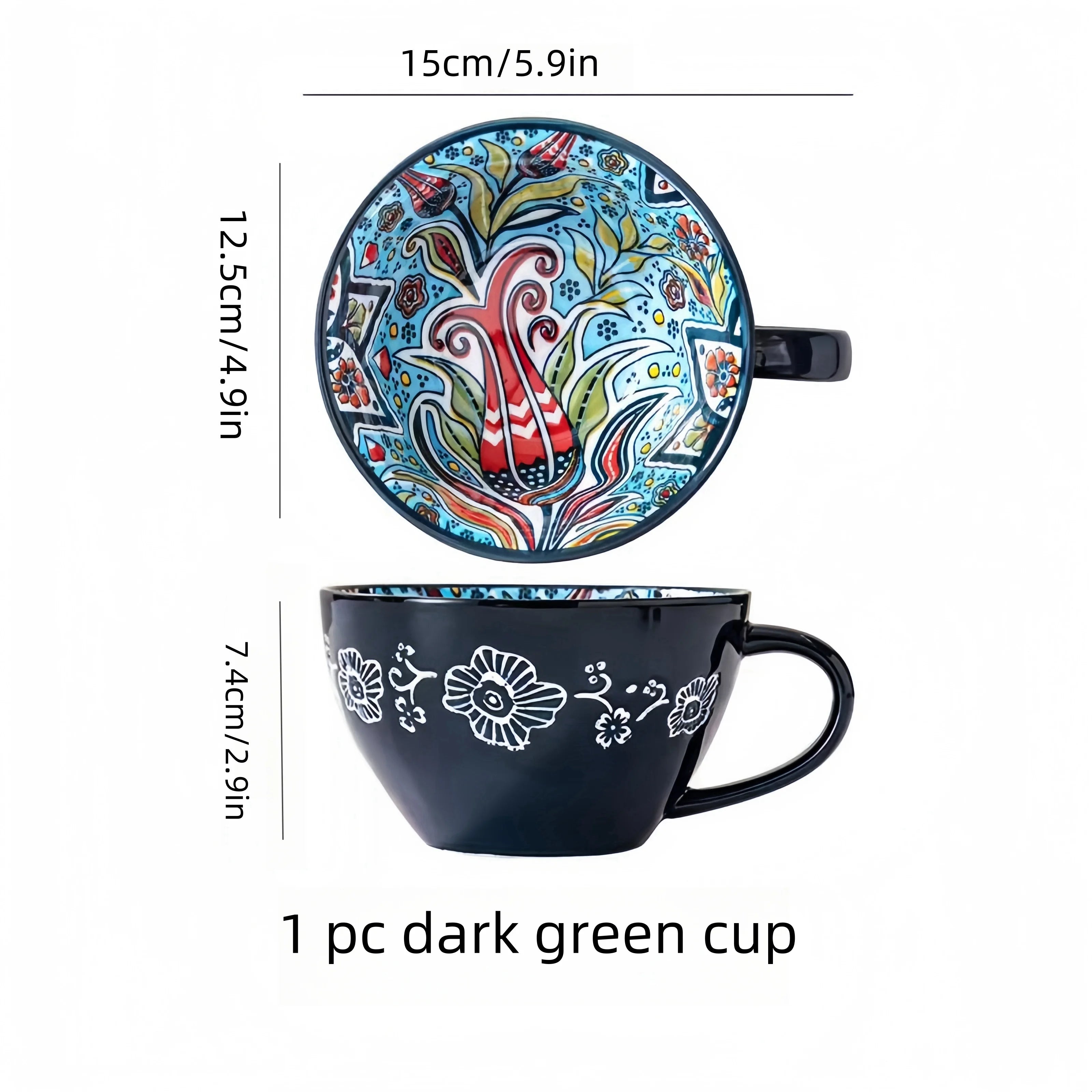 Tazza in ceramica per caffè e tè, quattro tinte profonde – dettaglio 7