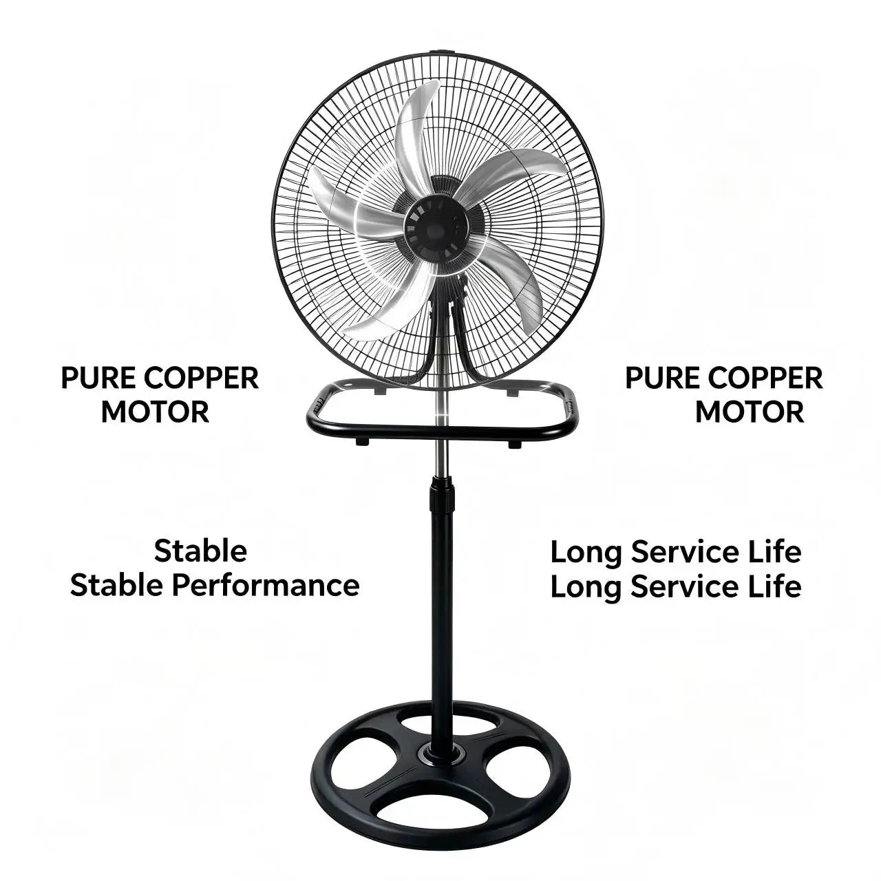 Ventilatore a piantana con 5 pale in metallo e 3 velocità – dettaglio 7