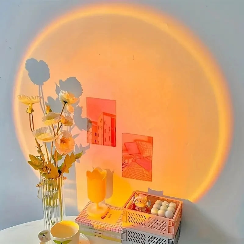 Lampada per proiezione al tramonto, lampada d'atmosfera USB per la decorazione della casa, ruotabile multi-angolo, adatta per soggiorno e camera da letto di casa