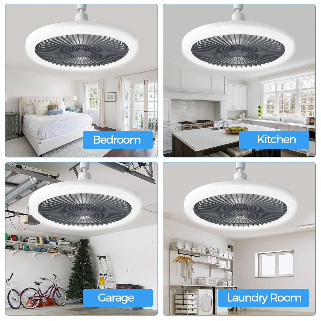 Ventilatore da Soffitto a Risparmio Energetico con Luce, Attacco Universale E27, Rotazione a 360° ° – foto 5