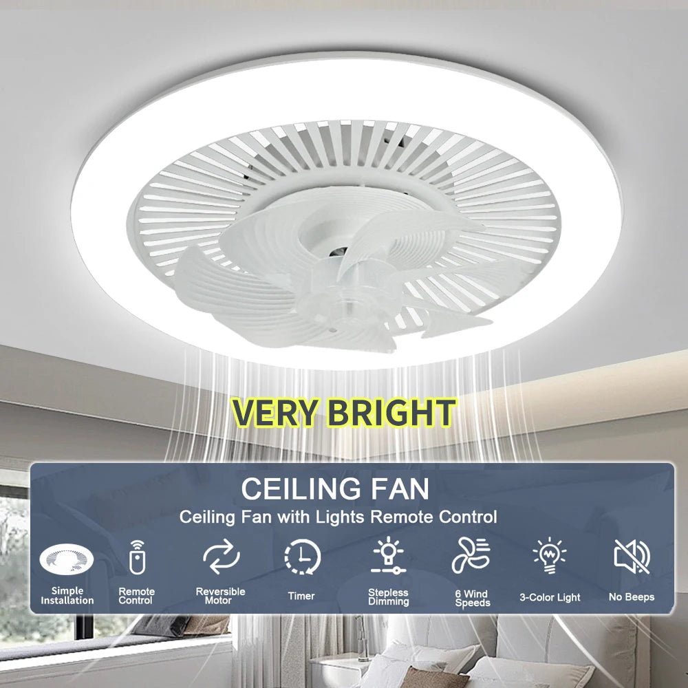 Ventilatore da soffitto 48 cm con plafoniera LED e motore CC