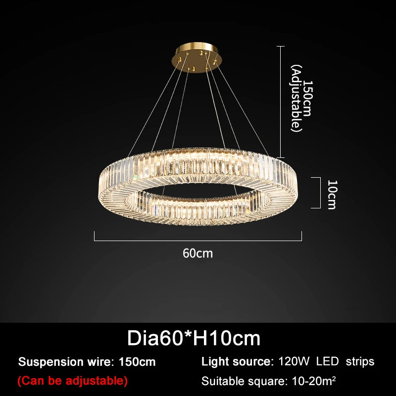 Lampadario LED in cristallo rotondo da 60 cm – dettaglio 8