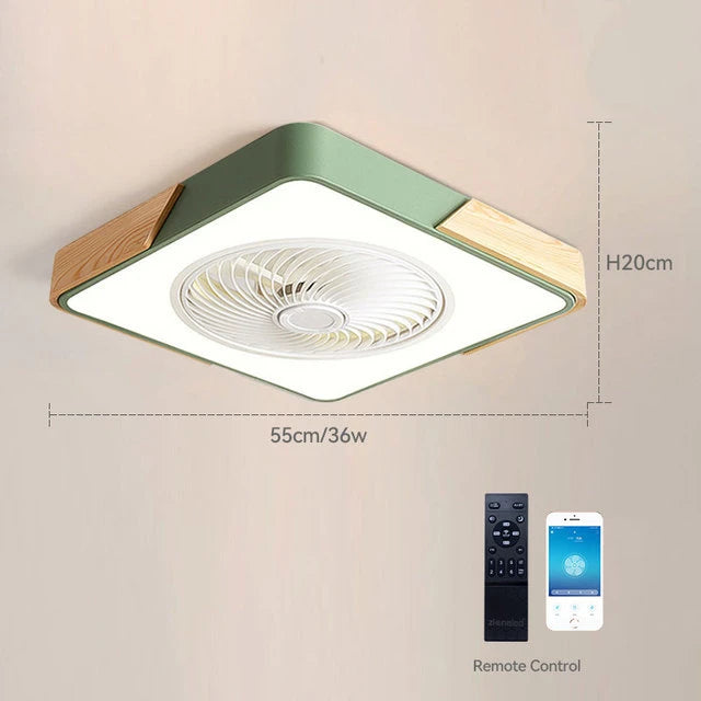Ventilatore da soffitto Ventilatore da soffitto a basso profilo con luce a led con telecomando per camera da letto Soggiorno Arredamento interno Ventilatore da soffitto moderno in legno