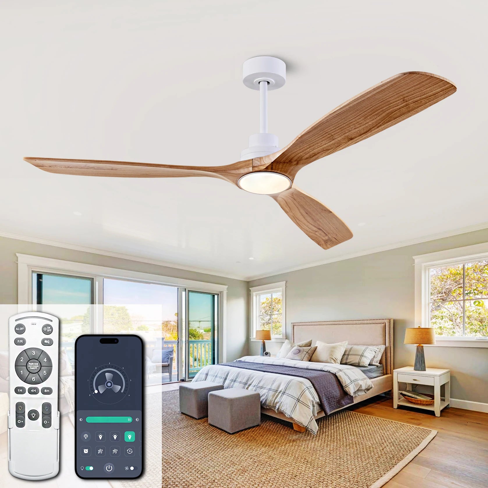 Ventilatore da soffitto moderno con telecomando a LED con luce Decorazione per ventilatori da soffitto con