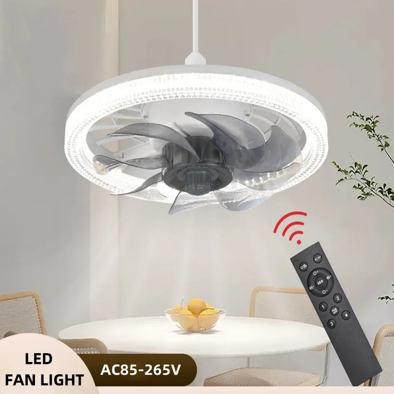 Ventilatore a Soffitto LED E27 con Telecomando, Dimmerabile, 4 Velocità, Silenzioso, Potente, per Soggiorno – foto 2