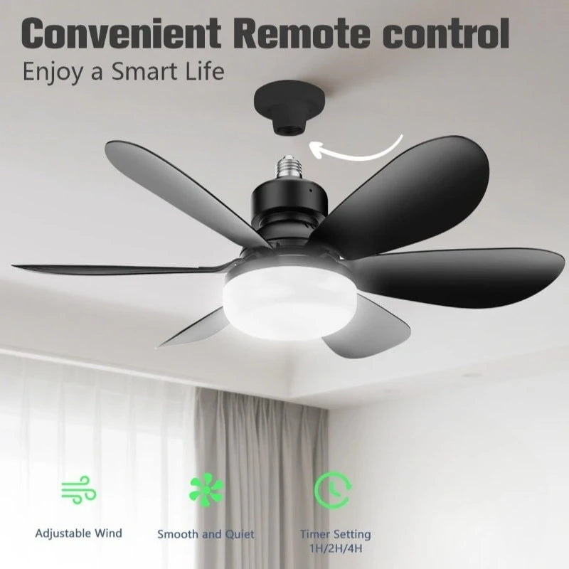 Ventilatore da soffitto da 30 W E27 con funzione di regolazione LED a distanza, adatto per soggiorno, studio – foto 7