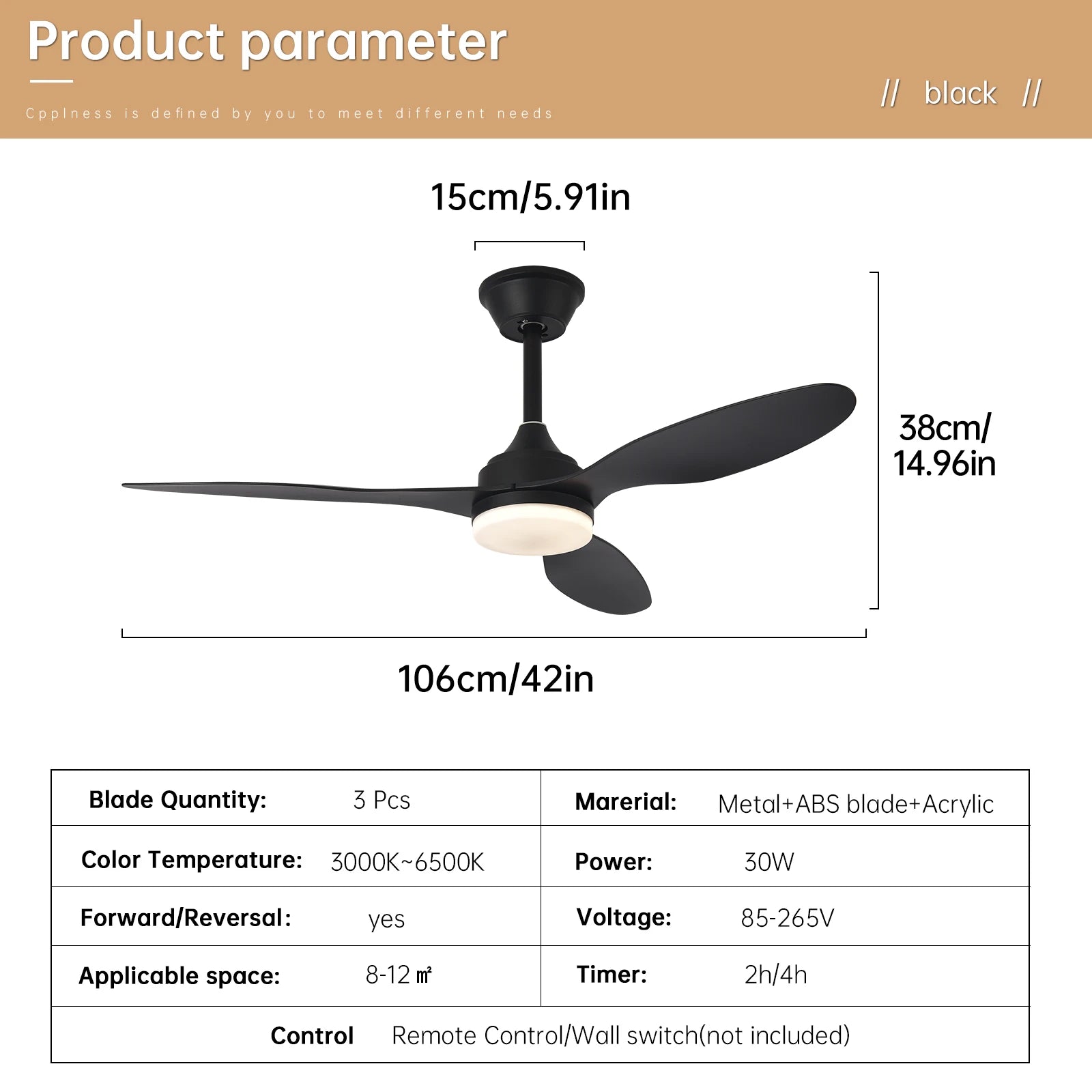 Ventilatore da soffitto con luce, ventilatore da soffitto a basso profilo da 25 pollici/42 pollici/52 pollici – foto 10