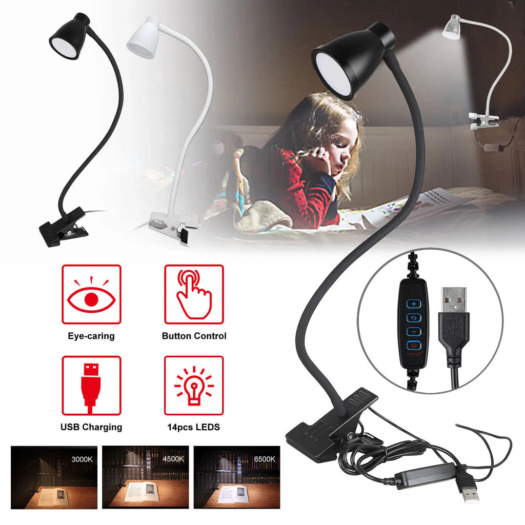 Lampada da Scrivania a LED a Clip con Collo di Cigno – foto 4