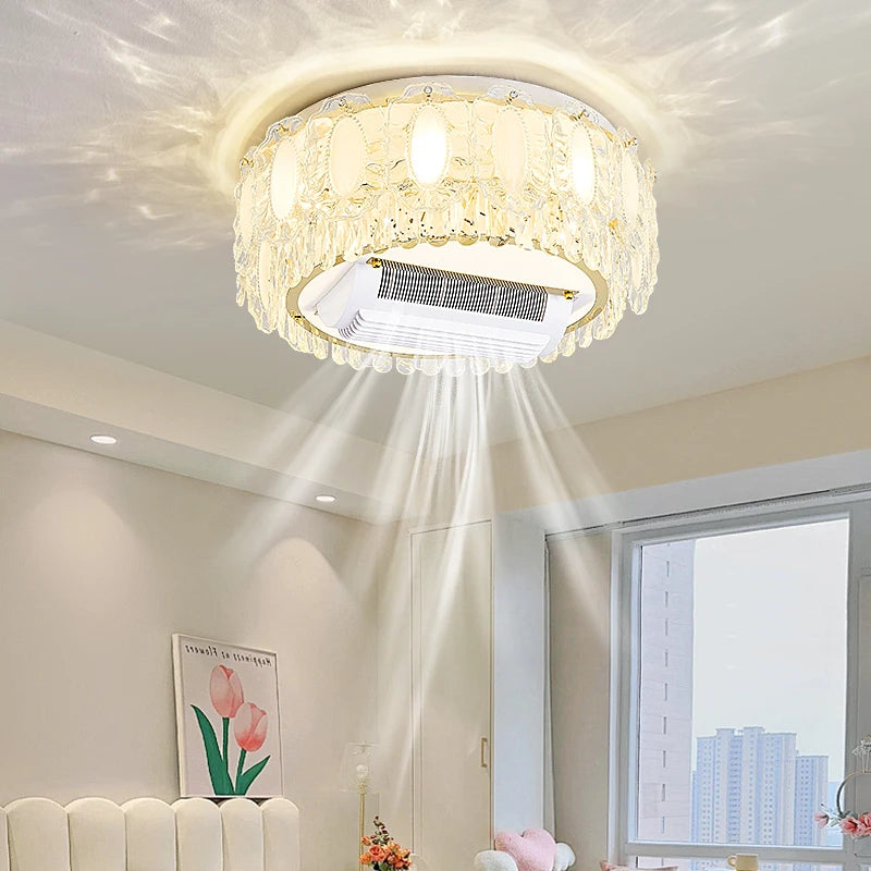 Ventilatore da soffitto in cristallo con luce LED dimmerabile – dettaglio 1