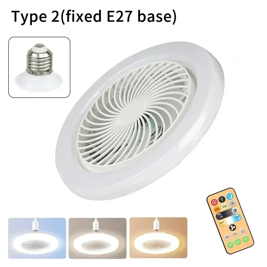 Ventilatore da soffitto intelligente 3 in 1 con telecomando, illuminazione e base di conversione E27 – foto 8