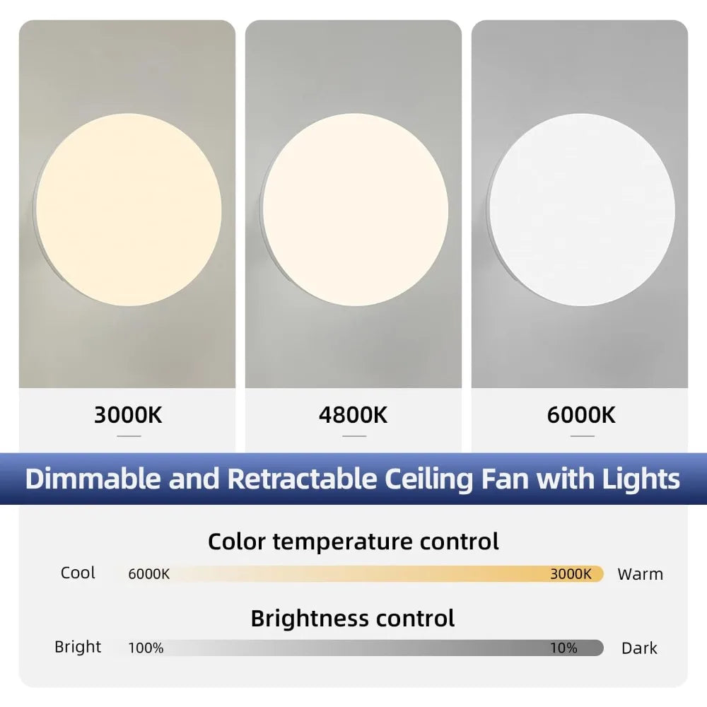 Ventilatore da soffitto con pale retrattili e luce dimmerabile – dettaglio 1