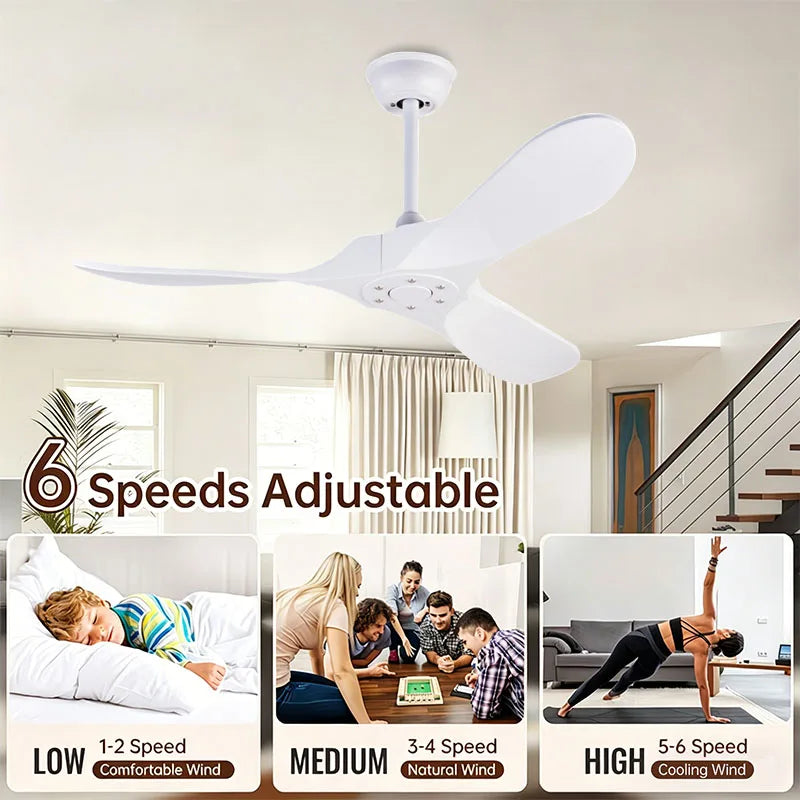 Ventilatore da soffitto in ABS da 132 o 152 cm, senza luce – dettaglio 3
