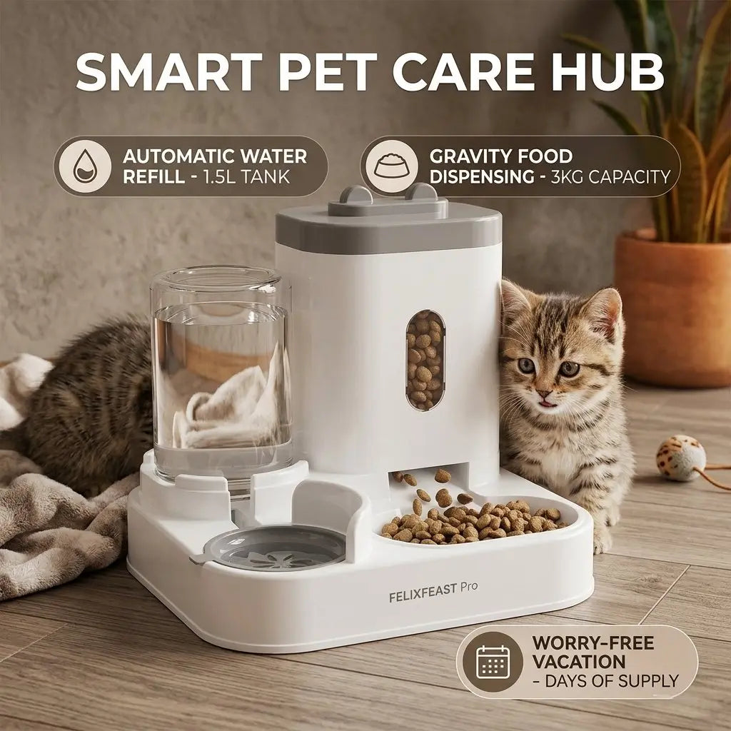Distributore automatico di cibo e fontanella per cani e gatti