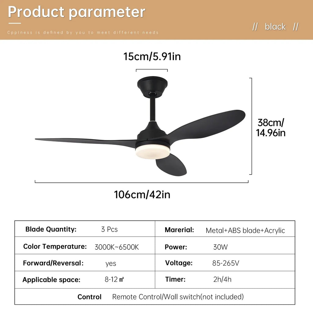 Ventilatore da soffitto con luce, 25/42/52 pollici, a basso profilo, con telecomando, per interni ed esterni – foto 9