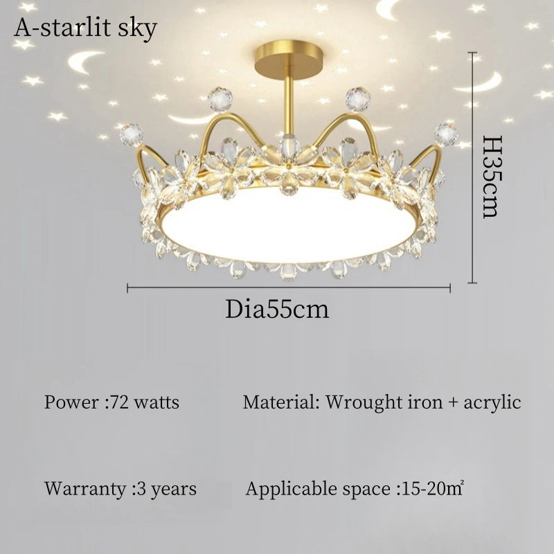 Lampadario a soffitto moderno a LED con corona di cristallo Luci per bambini Camera da letto per ragazze – foto 10