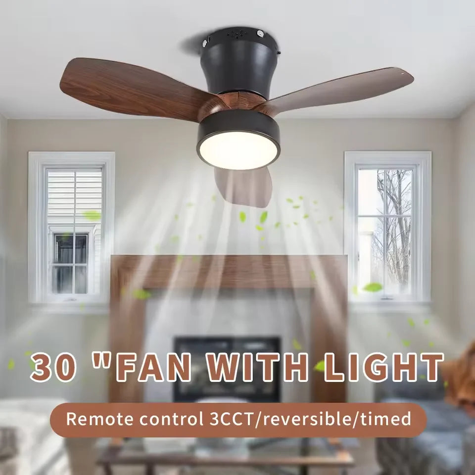 Ventilatore da soffitto con telecomando Illuminazione da soffitto Piccolo a tre foglie per camera da letto
