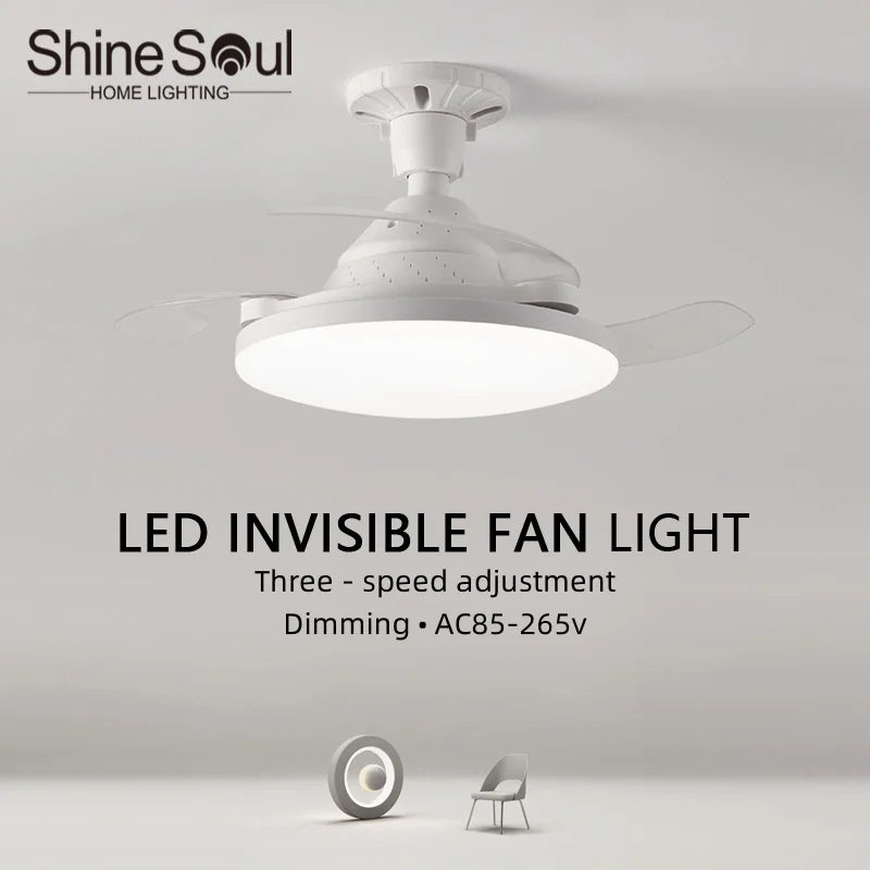Ventilatore da soffitto LED con pale telescopiche a scomparsa