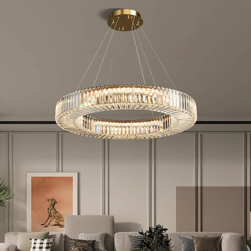 Lampadario LED in cristallo rotondo da 60 cm