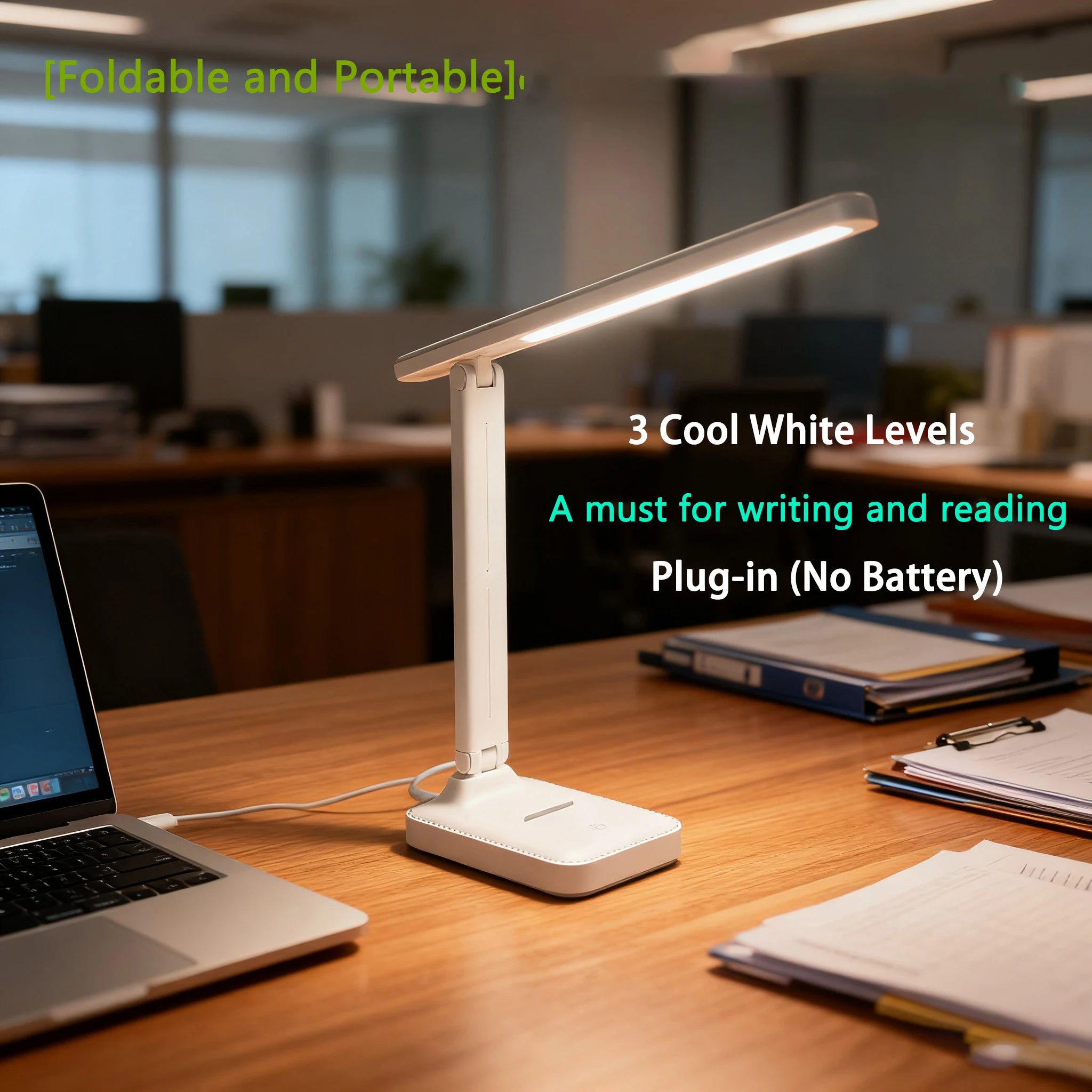 Lampada da scrivania a LED pieghevole USB, 3 livelli – foto 2