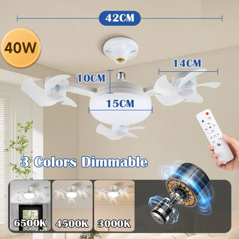 Lampada a LED CANMEIJIA con ventilatore da soffitto, dimmerabile, con 3 velocità di ventilazione e timer – foto 8