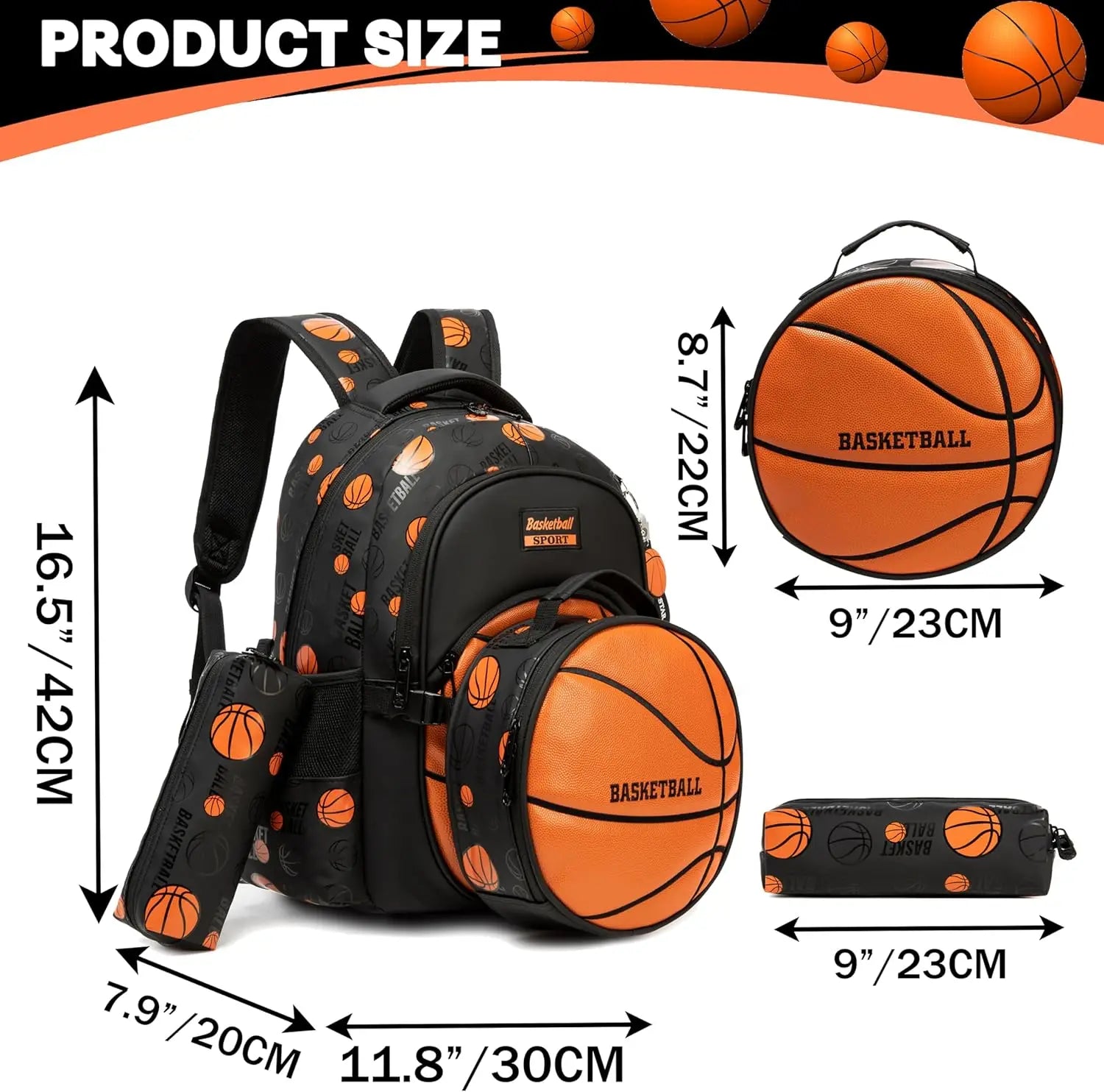 Zaino con borsa pranzo e astuccio per le medie, in nylon – dettaglio 3