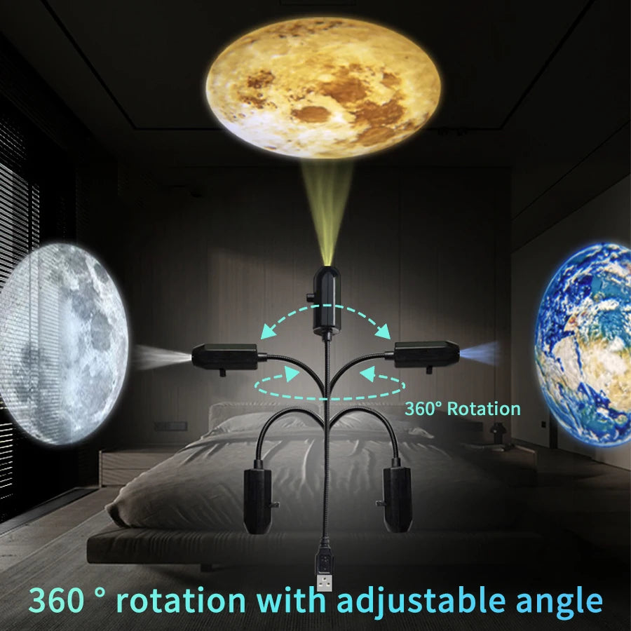 Luce notturna USB con proiettore di pianeti a 360 gradi – dettaglio 1