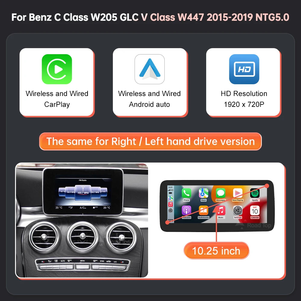 Display CarPlay e Android Auto per Mercedes, 10,25 o 12,3 pollici – dettaglio 6