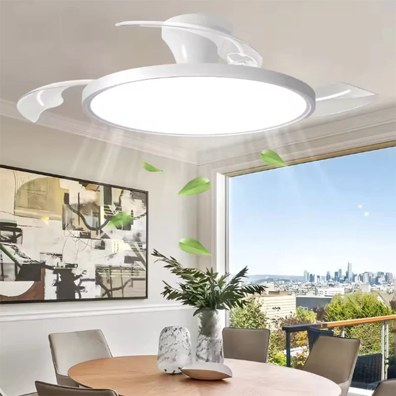 Ventilatore da soffitto slim con pale pieghevoli e luce LED