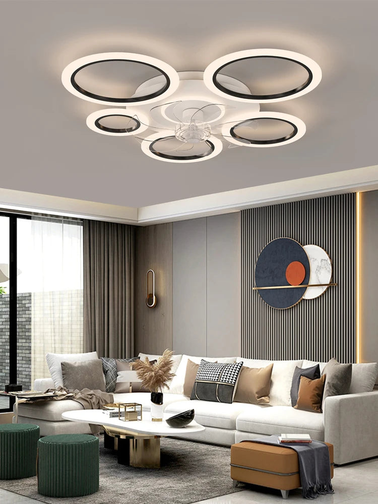 Ventilatore da Soffitto Moderno Bianco Minimalista con Luce, Controllo Intelligente, Sistema di Illuminazione – foto 2