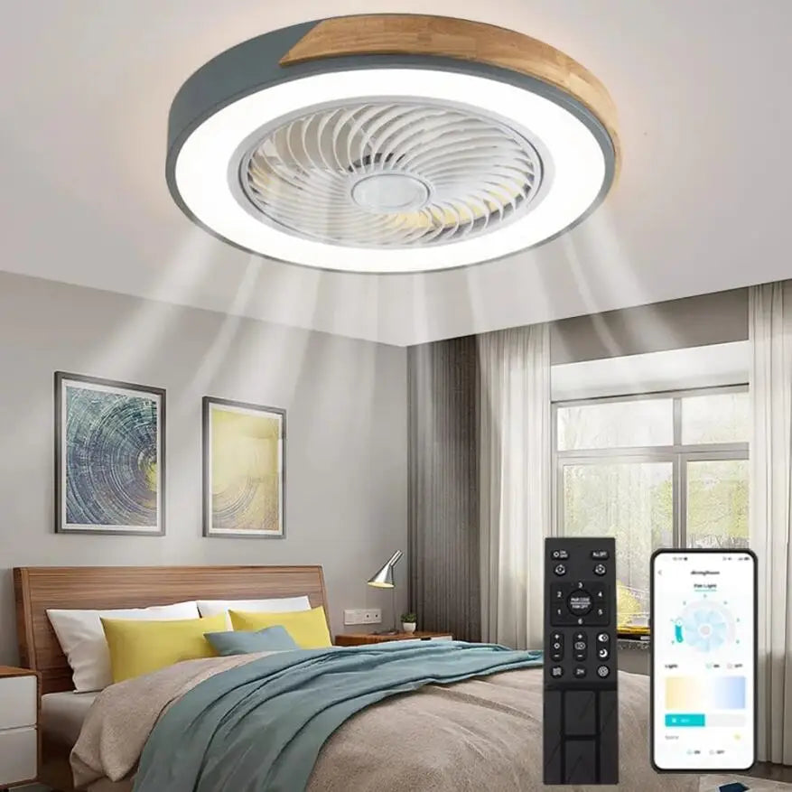 Ventilatore da soffitto Ventilatore da soffitto a basso profilo con luce a led con telecomando per camera da – foto 3