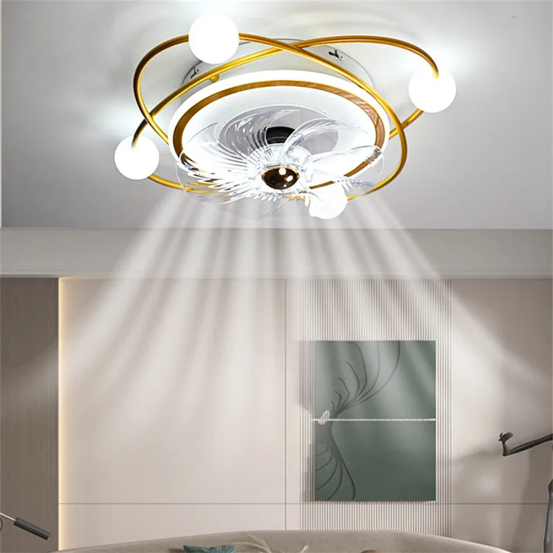 Ventilatore da soffitto a pale retrattili con luce, stile nordico – dettaglio 3